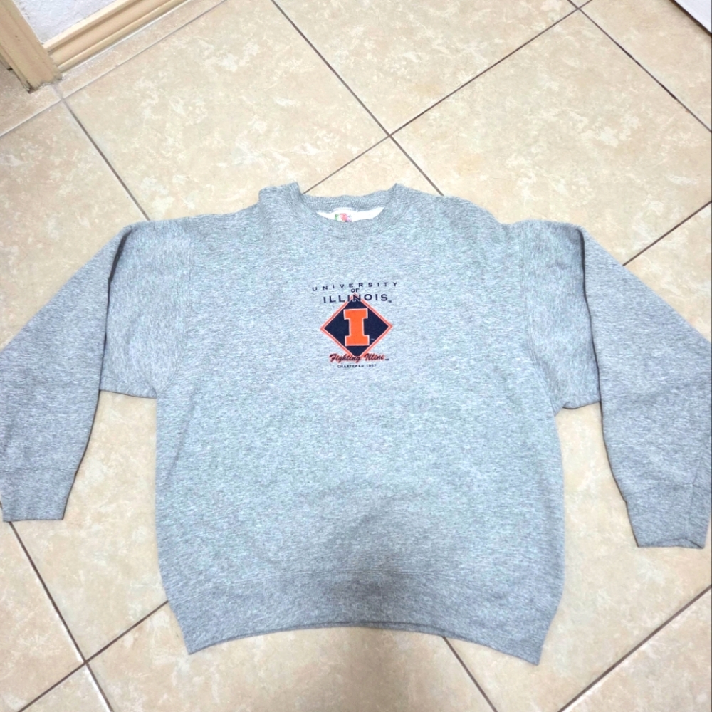 Vintage Crew Neck University Of Illinois Sweater
